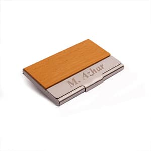 Wooden Metal Card Holder