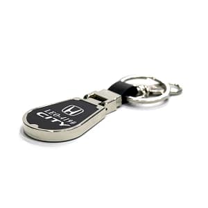 Number Plate Oval Metallic Keychain