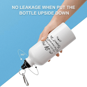 Custom touch adult water bottle, quote design bottle, aluminum bottle with measurement markings (650 ml)