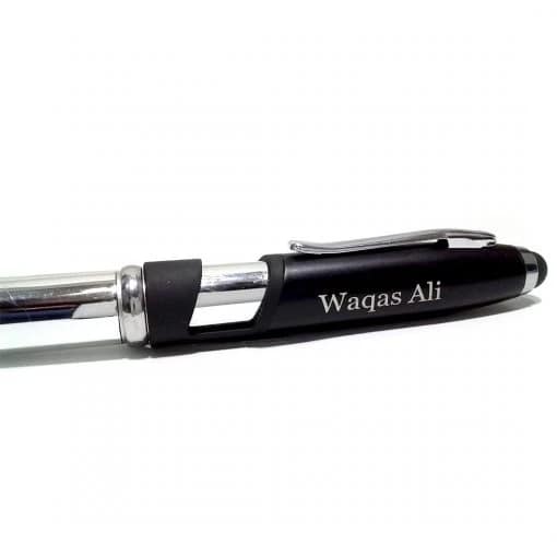 Metallic Night Light Pen With Mobile Stand & Your Engraved Name - Image 5
