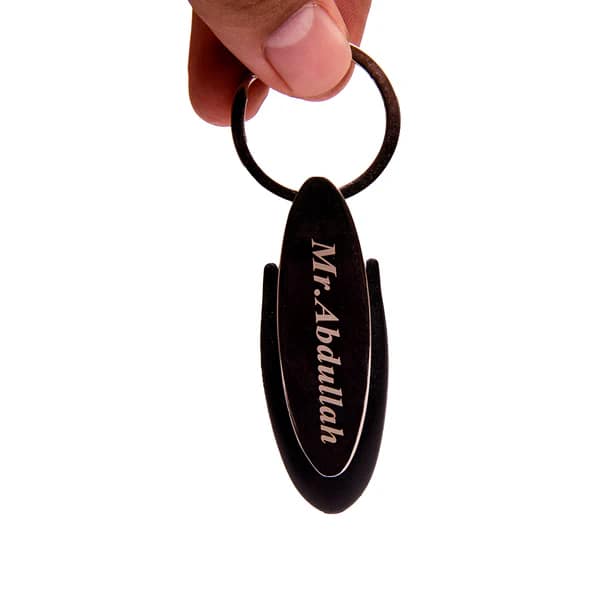 Crown Metallic Keychain With Engraved Name - Image 3
