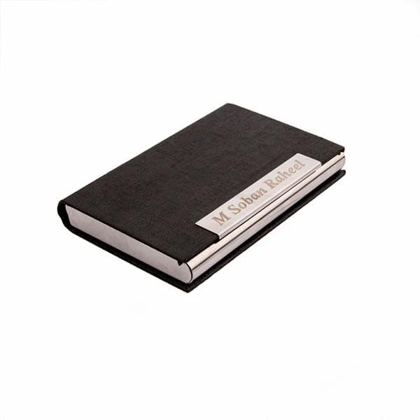Luxury Leather Texture Visiting Card Holder | Engraved Name - Image 3