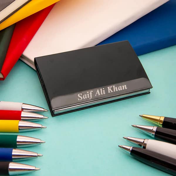 One Side Luxury Leather Visiting Card Holder | Engraved Name - Image 3