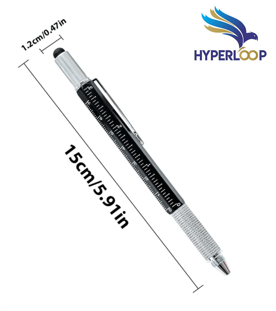 Office supplies: Pingyi pen, metal hexagonal long rod tool, multifunction ballpoint pen, oily pen, screwdriver tool, and scale. - Image 3